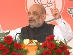 Union Home Minister Amit Shah addressing an election rally in Uttar Pradesh.