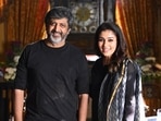 Mohan Raja with Nayanthara on sets of Godfather.&nbsp;