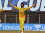 Ravindra Jadeja celebrates a wicket.&nbsp;