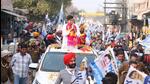 Aam Aadmi Party leader Raghav Chadha during a road show in Ferozepur on Thursday. (HT Photo)