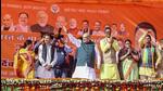 Union home minister Amit Shah during a rally for the UP polls in Lakhimpur Kheri district. (PTI PHOTO)