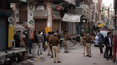 Delhi Police personnel deployed near the house in old Seemapuri where the IED was found. (HT Photo) Delhi Police personnel deployed near the house in old Seemapuri where the IED was found. (HT Photo)