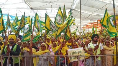 BKU (Ekta-Ugrahan) organised a rally three days ahead of the state elections, and appealed to the gathering to focus on “struggles” to push for their demands.