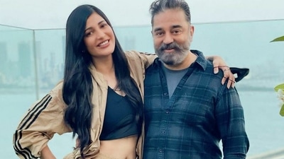 Shruti Haasan and Kamal Haasan in a picture shared by her on social media. Shruti Haasan and Kamal Haasan in a picture shared by her on social media.