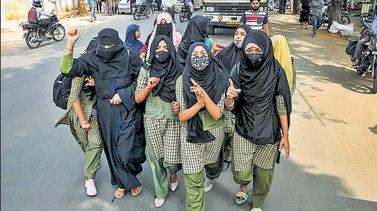 Several districts across Karnataka reported students of minority department-run institutions being allowed to wear hijab, an accepted practice in many places. (PTI)