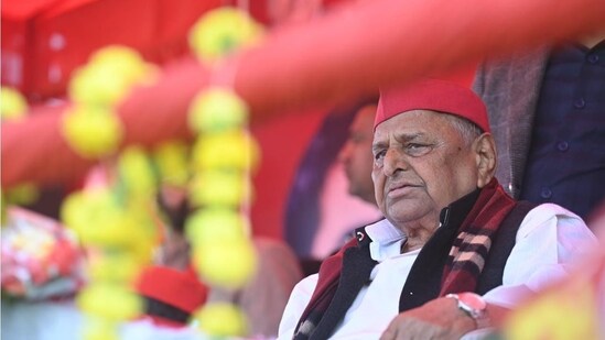 Samajwadi Party founder-patron Mulayam Singh Yadav in Karhal. His son and SP president Akhilesh Yadav is contesting the Uttar Pradesh assembly elections for the first time from Karhal constituency, which will vote on Sunday (February 20) in the third phase of the polls. (Twitter/Samajwadi Party)