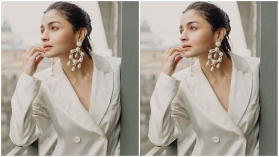Alia aced the formal look to perfection in minimal makeup. Assisted by makeup artist Puneet B Saini, Alia decked up in mascara-laden eyelashes and a shade of nude lipstick.(Instagram/@aliaabhatt)
