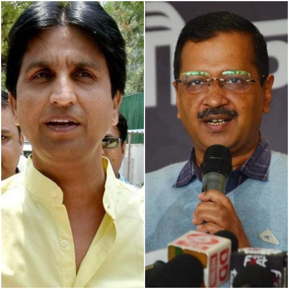 Former AAP leader Kumar Vishwas and Delhi chief minister Arvind Kejriwal.&nbsp;