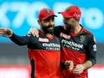 Virat Kohli (L) with Glenn Maxwell for RCB.
