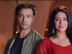 Shivangi Joshi and Randeep Rai on Balika Vadhu poster.