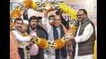 Defence minister Rajnath Singh with Union minister Ramdas Athawale and others being garlanded, during an election campaign rally in support of party candidate Brajesh Pathak from Lucknow Cantt, for the UP Assembly polls, in Lucknow, Friday. (PTI Photo) Defence minister Rajnath Singh with Union minister Ramdas Athawale and others being garlanded, during an election campaign rally in support of party candidate Brajesh Pathak from Lucknow Cantt, for the UP Assembly polls, in Lucknow, Friday. (PTI Photo)