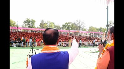 The previous SP, BSP governments did nothing for my poor brothers and sisters, said Keshav Prasad Maurya while addressing a public meeting in Lalitpur (Sourced)