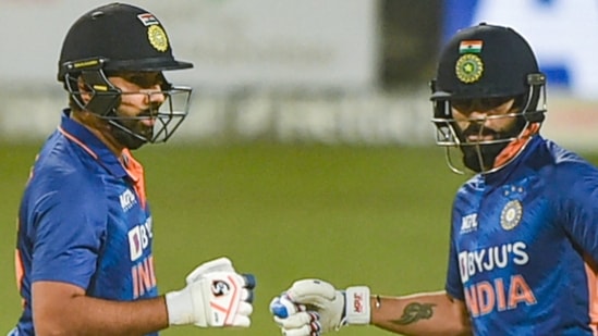 Indian batters Virat Kohli and Rohit Sharma plays during 2nd T20 cricket match against West Indies, at Eden Garden in Kolkata, Friday,Feb. 18, 2022.&nbsp;(PTI)