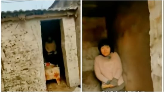 Mother of eight children was found chained by the neck in a rural shack.(Weibo)