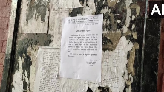 Pictures tweeted by ANI showed a circular stating the same stuck on what appeared to be the walls of the college.(ANI) Pictures tweeted by ANI showed a circular stating the same stuck on what appeared to be the walls of the college.(ANI)