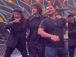 Mithun Chakraborty dances to I Am A Disco Dancer with sons Mimoh Chakraborty and Namashi Chakraborty.