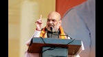 Union Home Minister Amit Shah addressing the supporters during a public meeting, in Raebareli on Saturday. (ANI)