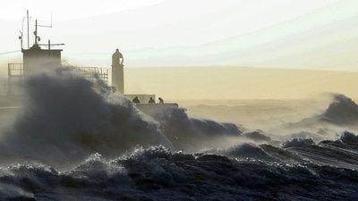 Britain put the army on standby Friday and schools closed as forecasters issued two rare "red weather" warnings of "danger to life" from fearsome winds and flooding due to the approaching storm Eunice. (AFP) Britain put the army on standby Friday and schools closed as forecasters issued two rare "red weather" warnings of "danger to life" from fearsome winds and flooding due to the approaching storm Eunice. (AFP)