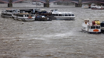 Storm Eunice, which brewed in the central Atlantic and was spun up from the Azores towards Europe by the jet stream, posed a danger to life, Britain's Meteorological Office said. (AFP) Storm Eunice, which brewed in the central Atlantic and was spun up from the Azores towards Europe by the jet stream, posed a danger to life, Britain's Meteorological Office said. (AFP)