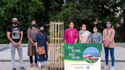 Pune Knowledge Cluster (PKC) has undertaken ‘Adopt-A-Sapling’ programme which aims at increasing the survival rate of saplings planted by the civic bodies. (HT) Pune Knowledge Cluster (PKC) has undertaken ‘Adopt-A-Sapling’ programme which aims at increasing the survival rate of saplings planted by the civic bodies. (HT)