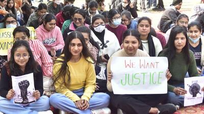 Protesting PAU students announced their decision to boycott Punjab assembly elections after the varsity denied them online exams. (HT File)