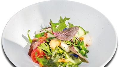 Julien Royer sent his sous chef to suss out local ingredients. Then, the two created a new menu that included this Garden Salad Julien Royer sent his sous chef to suss out local ingredients. Then, the two created a new menu that included this Garden Salad