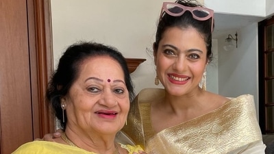 Kajol with mom-in-law Veena Devgan. Kajol with mom-in-law Veena Devgan. 