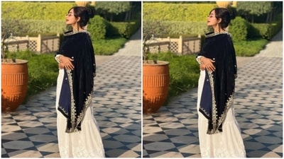 Partalekhaa decked up in a monochrome sharara set as she posed for her sunkissed pictures in a garden of sorts. (Instagram/@patralekhaa)