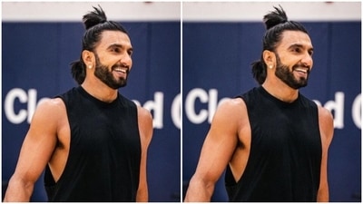 Ranveer played muse to the NBA Style and picked a classic basketball attire – tank top and a pair of trousers. (Instagram/@ranveersingh)