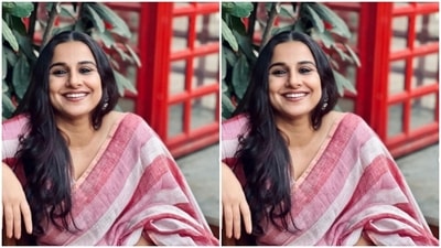 In outdoors of Mehboob Studio, Vidya posed for pictures in the traditional ensemble. "My favourite," she wrote. (Instagram/@balanvidya)