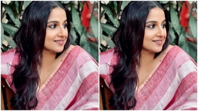 Styled by fashion stylist house Who Wore What When, Vidya wore her tresses open in wavy curls with a middle part. (Instagram/@balanvidya)