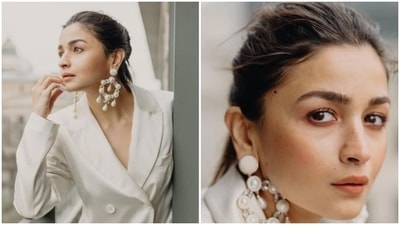 Earlier, Alia Bhatt hit the streets of Berlin in a chic formal white co-ord set. Alia stuck to the theme of her film Gangubai Kathiawadi and wore an all white outfit.&nbsp; (Instagram/@aliaabhatt)