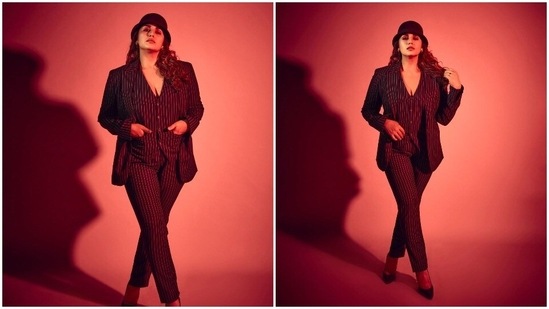 Huma Qureshi's web series Mithya, which was released on the OTT platform Zee 5 on February 18, received a positive response from the viewers. The actor couldn't contain her excitement about the success of her series. Sharing a heartfelt note, the Gangs of Wasseypur actor posted pictures of herself in an uber-chic black and white striped pantsuit on her Instagram handle.(Instagram/@iamhumaq)