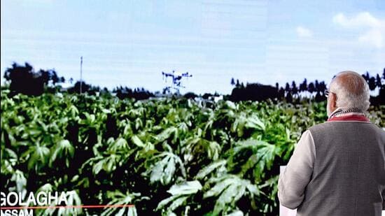 The drone blitz is said to be, by far, the largest collective agricultural drone exercise in the country. (ANI)