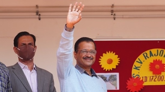 Delhi Chief Minister Arvind Kejriwal at the launch of 12,430 state-of-the-art classrooms.(Twitter @ArvindKejriwal) Delhi Chief Minister Arvind Kejriwal at the launch of 12,430 state-of-the-art classrooms.(Twitter @ArvindKejriwal)