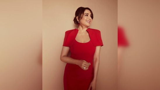 Madhuri Dixit redefined simplicity as she elegantly posed for the camera.(Instagram/@madhuridixitnene)