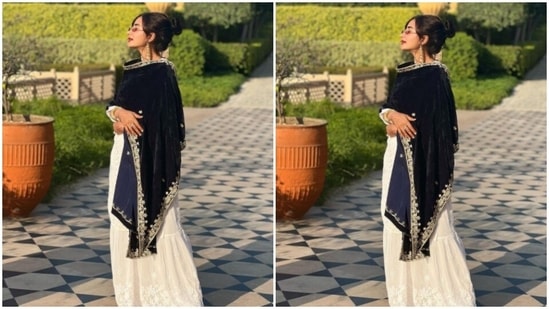 Partalekhaa decked up in a monochrome sharara set as she posed for her sunkissed pictures in a garden of sorts.(Instagram/@patralekhaa)