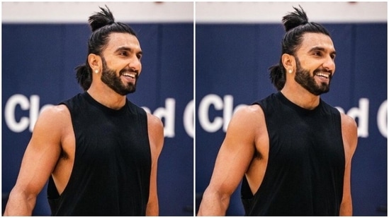 Ranveer played muse to the NBA Style and picked a classic basketball attire – tank top and a pair of trousers.(Instagram/@ranveersingh)