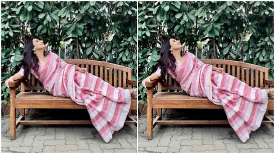 Vidya Balan played muse to the fashion designer house Boveee and picked a comfortable cotton saree for the pictures.(Instagram/@balanvidya)