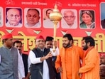 Akhilesh Yadav during an election campaign meeting for UP Assembly elections, in Rudauli on Sunday. (AGENCY)