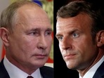 Russian President Vladimir Putin (L), France's President Emmanuel Macron (R). Russian President Vladimir Putin (L), France's President Emmanuel Macron (R).