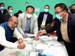 Manipur Chief Minister N. Biren Singh files his nomination from Heingang constituency ahead of the State Assembly elections, in Imphal on Saturday. (Lal Singh) Manipur Chief Minister N. Biren Singh files his nomination from Heingang constituency ahead of the State Assembly elections, in Imphal on Saturday. (Lal Singh)