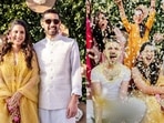 Sheetal Thakur and Vikrant Massey before and during their haldi ceremony. Sheetal Thakur and Vikrant Massey before and during their haldi ceremony. 