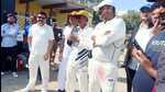 Divisional Commissioner Deepak Agarwal and district magistrate Kaushal Raj Sharma with IAS-11 team at Sports stadium ground, Sigra Varanasi (HT PHOTO)