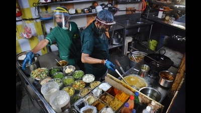 The meals are prepared in the cloud kitchens, built around food delivery rather than dine-in service (Photo: Praful Gangurde/HT) The meals are prepared in the cloud kitchens, built around food delivery rather than dine-in service (Photo: Praful Gangurde/HT)