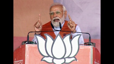 Prime Minister Narendra Modi addressing a public meeting in Hardoi on Sunday. (Agency) Prime Minister Narendra Modi addressing a public meeting in Hardoi on Sunday. (Agency)