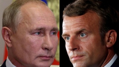 Russian President Vladimir Putin (L), France's President Emmanuel Macron (R). (AFP) Russian President Vladimir Putin (L), France's President Emmanuel Macron (R). (AFP)