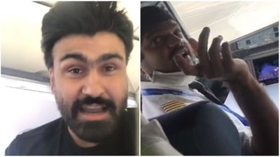 Arya Babbar had a heated argument with a pilot inside the flight. Arya Babbar had a heated argument with a pilot inside the flight.