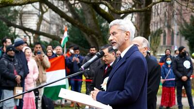 External affairs minister S Jaishankar addresses a meeting with Indian community, in Munich on Sunday. (ANI) External affairs minister S Jaishankar addresses a meeting with Indian community, in Munich on Sunday. (ANI)