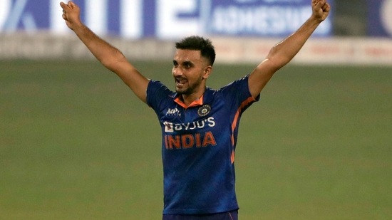Kolkata, Feb 20 (ANI): India's Harshal Patel celebrates the dismissal of West Indies Romario Shepherd during 3rd T20 match between India and West Indies, at Eden Gardens, in Kolkata(ANI)